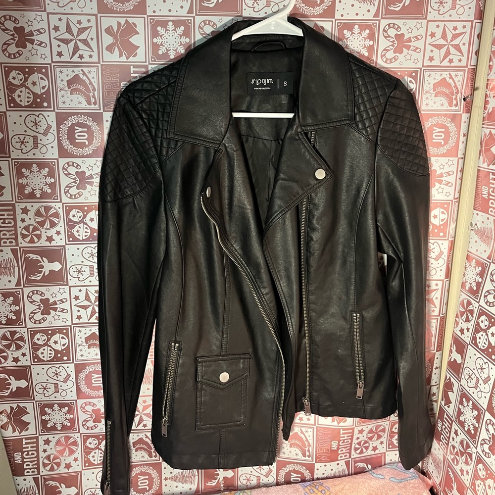 🎱SPYM Black Leather Biker Jacket🎱